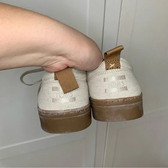 Men’s Toms Natural Oxford Canvas Sneakers Gum Sole Size 11.5 - Picture 3 of 10